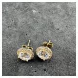 Sterling Silver Cz Earrings, Marked 925. Weight: 2