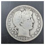 1909-O Barber Silver Half Dollar