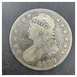 Rare 1829/7 Capped Bust Silver Half Dollar