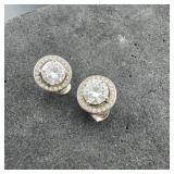 Sterling Silver Cz Earrings, Marked 925. Weight: 2