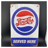 8ï¿½12" Tin Sign ï¿½ Pepsi-cola Served Here