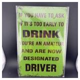 8ï¿½12" Tin Signï¿½ Funny Drinking Sign