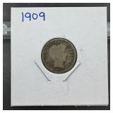 1909 Barber Silver Dime