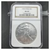 1994 NGC MS69 American Silver Eagle $1 Coin ï¿½ 1 oz