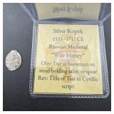 Russian Medieval "Wire Money" Silver Kopek (1533