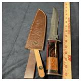 Bowie Knife ï¿½ Damascus Steel Blade approx. 9.5",