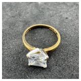 Sterling Silver Gold Vermeil Cz Ring, Size 7. Weig