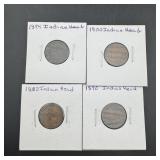 (4) Indian HEad Cents - 1882, 1890, 1900, 1899