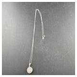 Sterling Silver Round Cz Pendant Necklace, Length