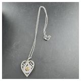 Sterling Silver Heart Pendant Citrine Necklace, Ap