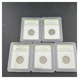 Lot of Slabbed Coins (5) ï¿½ Various Types and Mint