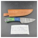 New 8" (overall) Damascus Steel Blade Knife With L