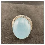 Sterling Silver Blue Stone Ring Size 7 Bbj 925 14.