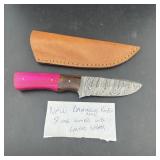 New 8" (overall) Damascus Steel Blade Knife With L