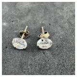 Sterling Silver Cz Earrings, Marked 925. Weight: 1