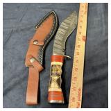 Ashen Edge Bowie Knife ï¿½ Damascus Steel Blade appr