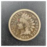 1863 Indian Head Cent Penny
