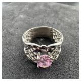 Sterling Silver Pink Ice Ring, Size 7. Weight: 4.0
