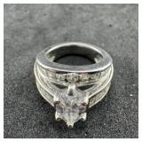 Epiphany Sterling Silver Cz Ring, Size 4. Weight: