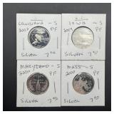 (4) Silver Proof State Quarters ï¿½ 2000-s Massachus