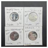 (4) Silver Proof State Quarters ï¿½ 2000-s New Hamps