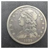 1835 Capped Bust Silver Quarter.