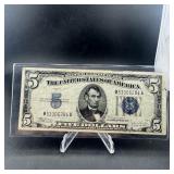 1934-c $5 Silver Certificate Blue Seal.