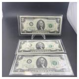 Three Consecutive 1976 $2 Federal Reserve Notes Un