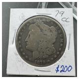 1879-cc Morgan Silver Dollar. Mintage 756,000.