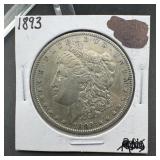 1893 Morgan Silver Dollar. Mintage 378,000.