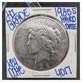 1935-s Peace Silver Dollar Key Date. Mintage 1,964