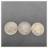 Lot Of 3 Three Cent Pieces Including 1881 And No D
