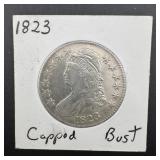 1823 Capped Bust Silver Half Dollar Higher Grade.