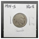 1914-s Buffalo Nickel. Mintage 3,470,000.