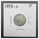 1898-s Barber Silver Dime. Mintage 575,056. Key Da