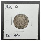 1929-d Buffalo Nickel Full Horn. Mintage 8,370,000