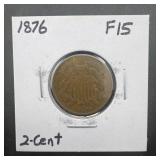 1876 Two Cent Piece. Mintage 65,765.