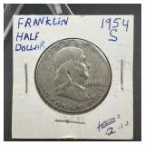 1954 Franklin Silver Half Dollar.