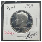 1964 Proof Kennedy Silver Half Dollar.