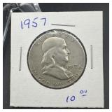 1957-d Franklin Silver Half Dollar.