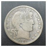 1901 Barber Silver Half Dollar.