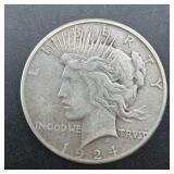 1924-s Peace Silver Dollar. Mintage 1,728,000.