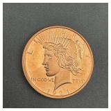1 Oz .999 Copper Round - 1921 Peace Dollar Design