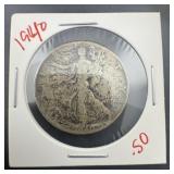 1940 Walking Liberty Silver Half Dollar
