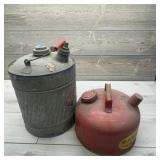 Two Gas Cans - One 5 gallon and one 2.5 gallon.
