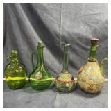 Vintage Green Glass Bottles