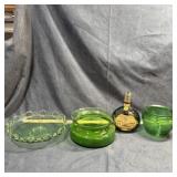 Pair of Tall Green Glass Vases