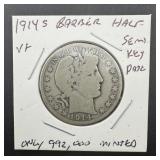 1914-s Barber Silver Half Dollar ï¿½ Semi-key Date ï¿½