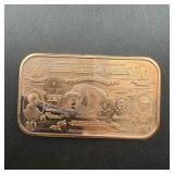 1 Oz .999 Fine Copper Buffalo Bar