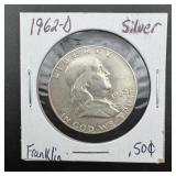 1962-d Franklin Silver Half Dollar ï¿½ 90% Silver.
